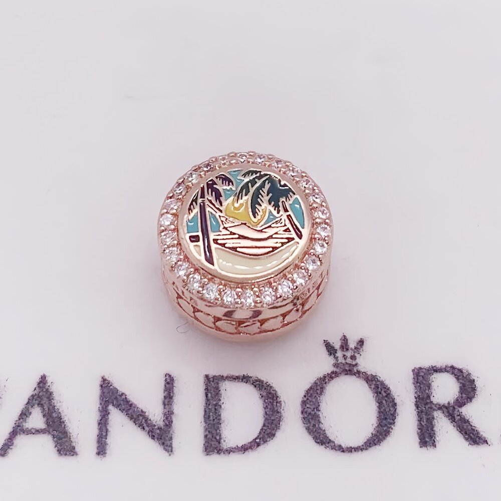 Pandora Bahamas Beach Coconut Trees Charm Gold-Plated